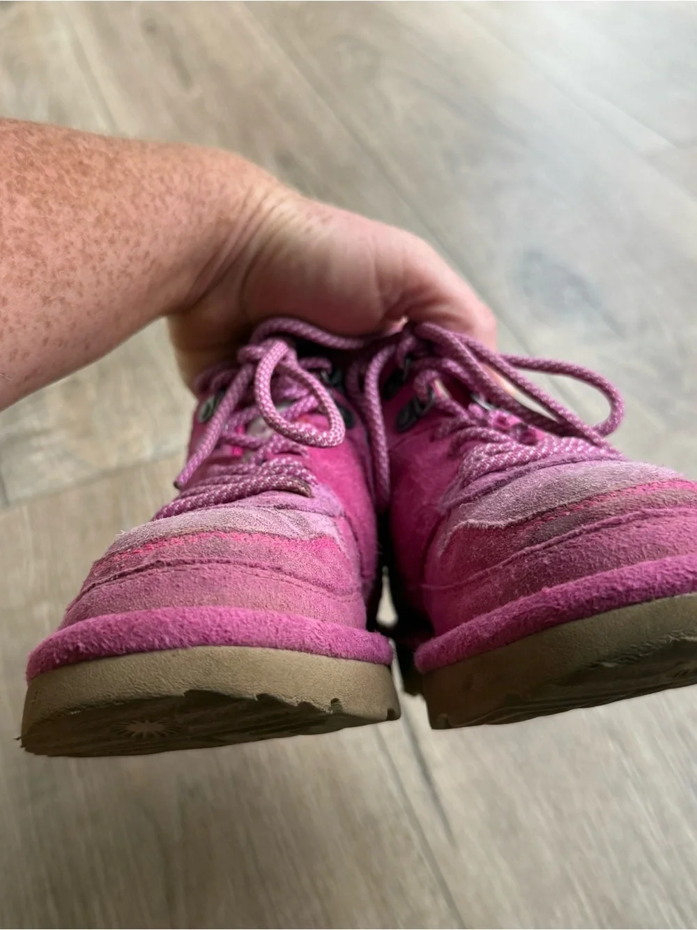 Ugg Highland Hi heritage little kids pink suede lace up boots 13C